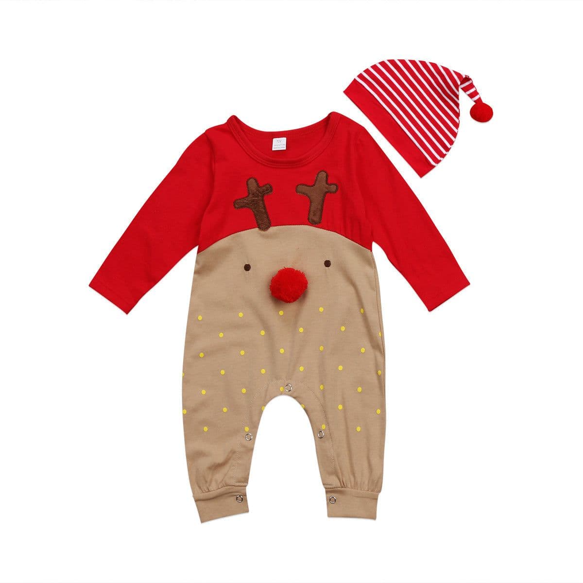 image-ins explosion new baby deer shape long-sleeved hooded romper autumn long-sleeved Christmas baby romper