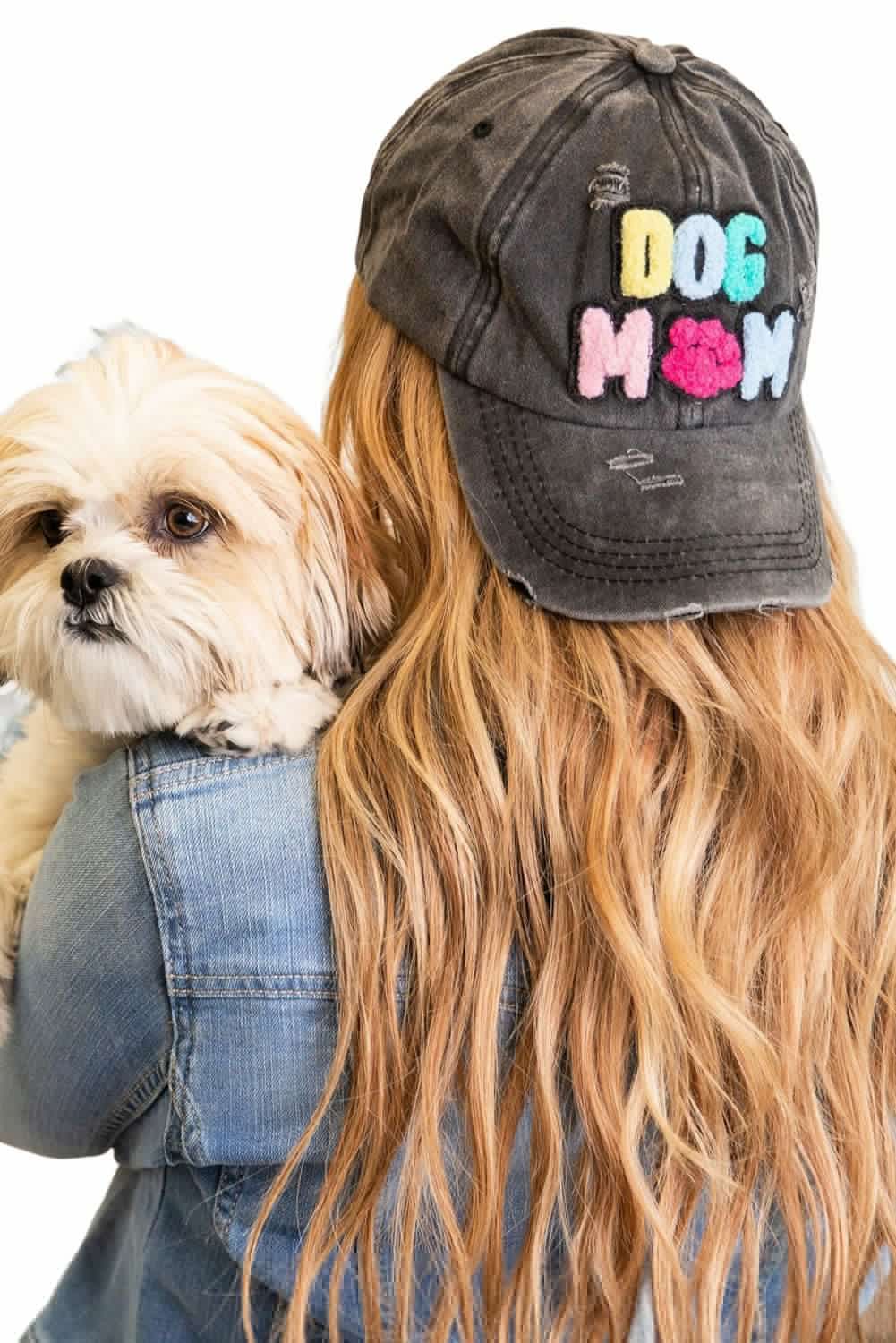 image-Black DOG MOM Baseball Cap - Cotton, Breathable, Cute Design