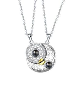image-Sun Moon Shape Couple Personalized Necklaces Wedding Birthday Jewelry Languages I Love You Projection Pendant Necklace Gifts