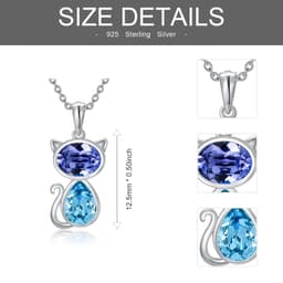 image-Cat Necklace with Crystal from Austria in White Gold Plated Sterling Silver