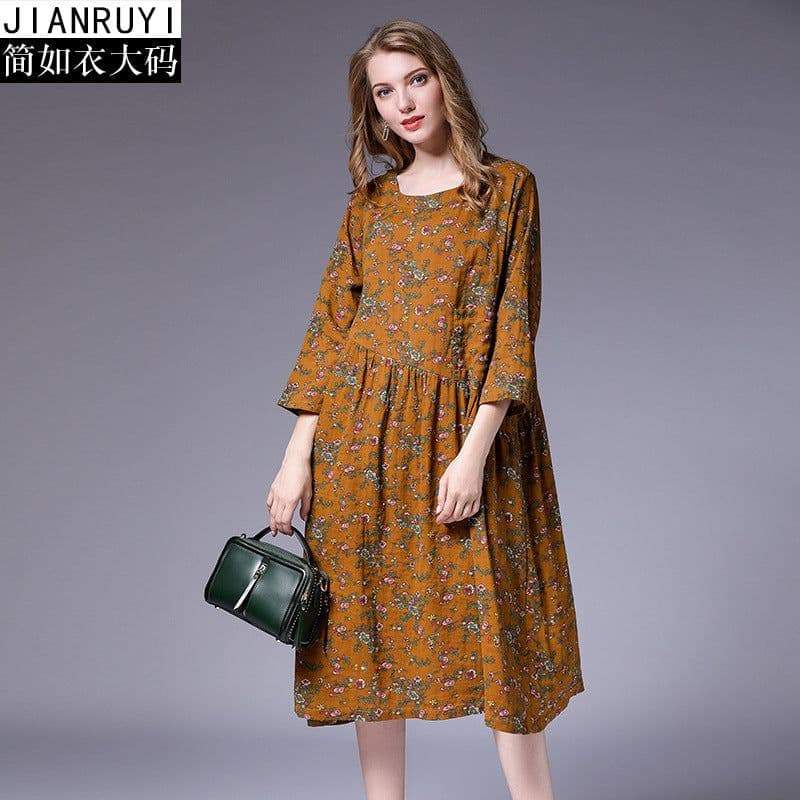 image-Jane Cotton Dress - Black Floral Autumn Pleated