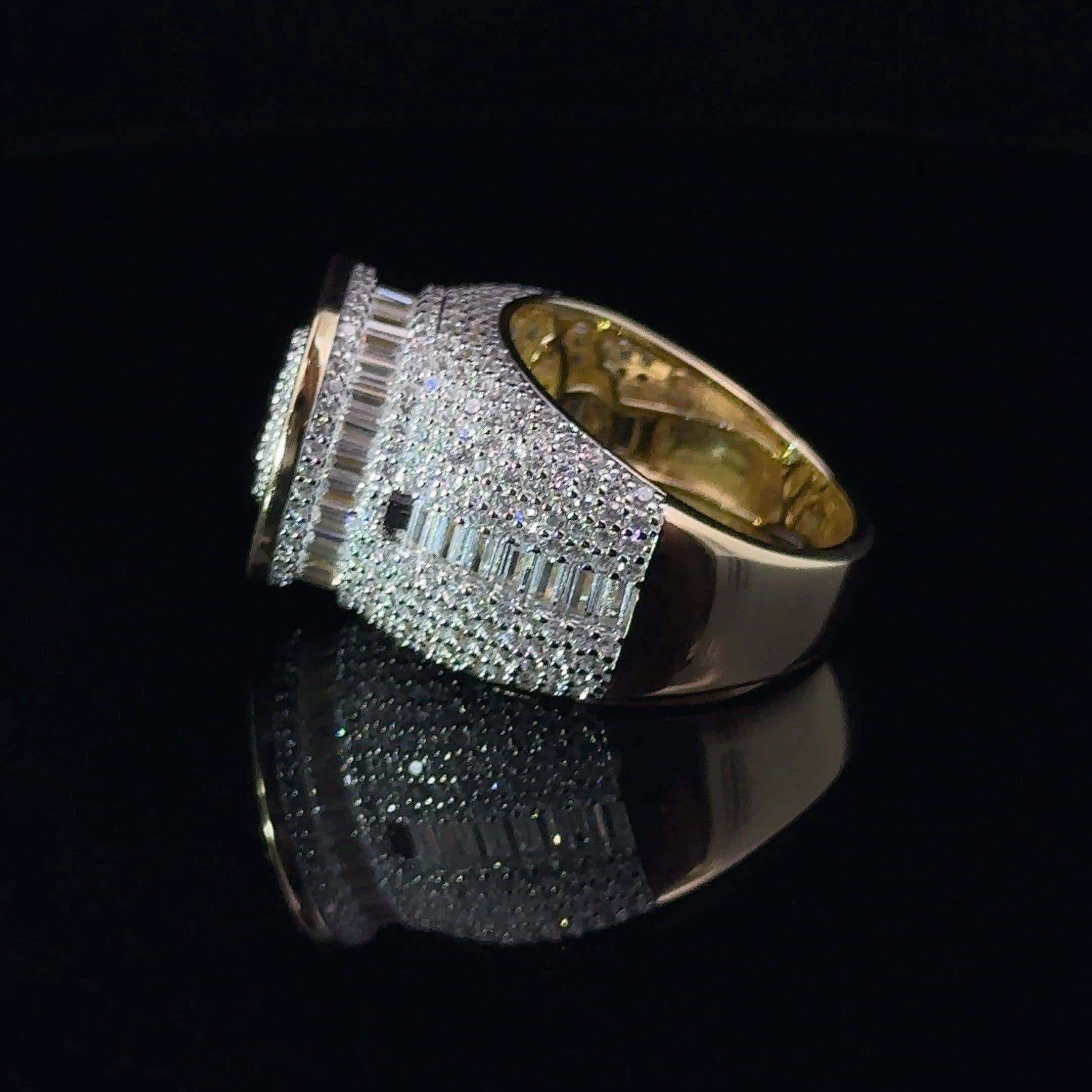 image-ECLAT 925 CZ YELLOW GOLD MENS ICED OUT RING | 9222422