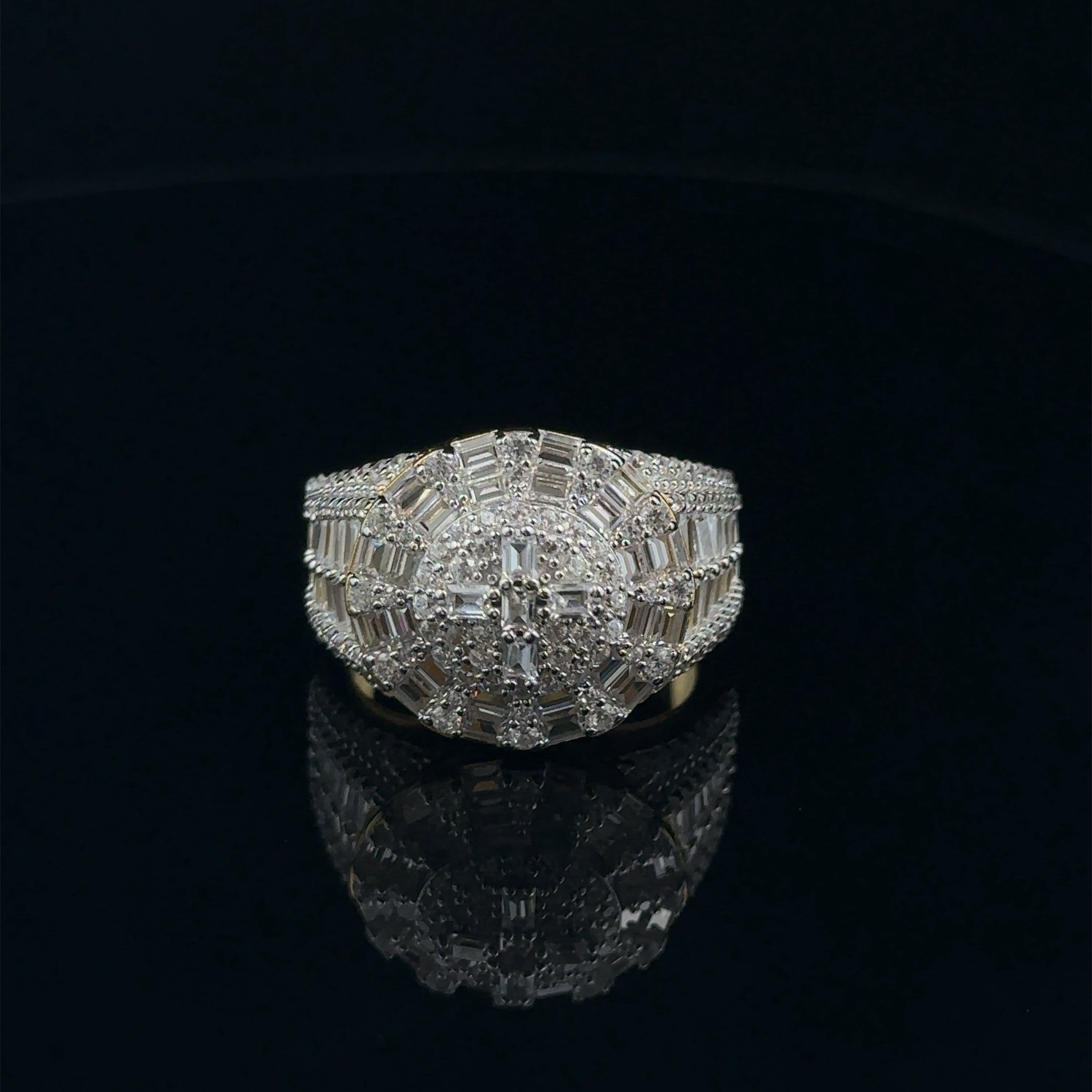 image-DAZZLE 925 CZ YELLOW GOLD MENS ICED OUT RING | 9222512
