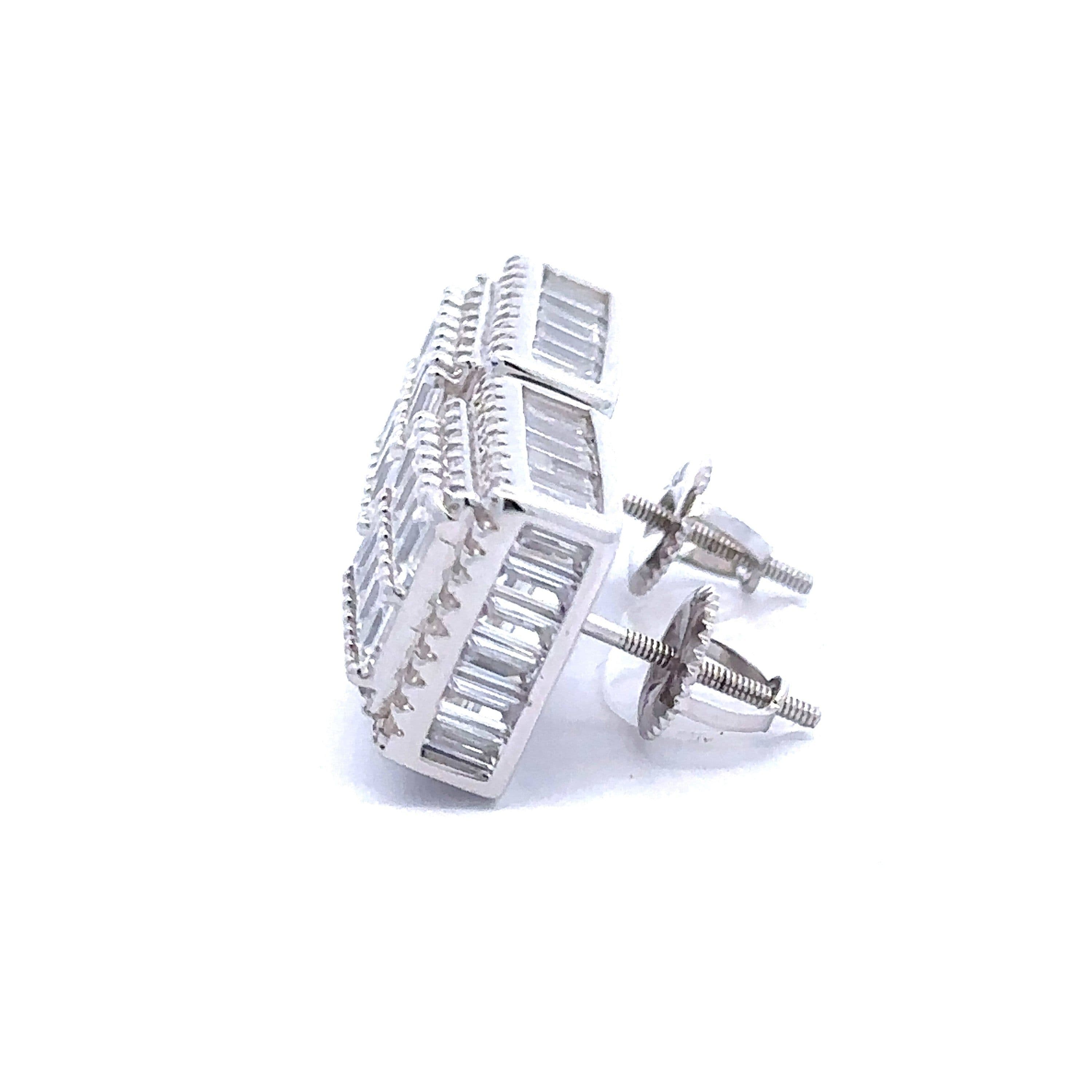 image-CADENZA 925 CZ RHODIUM ICED OUT EARRINGS | 9222931