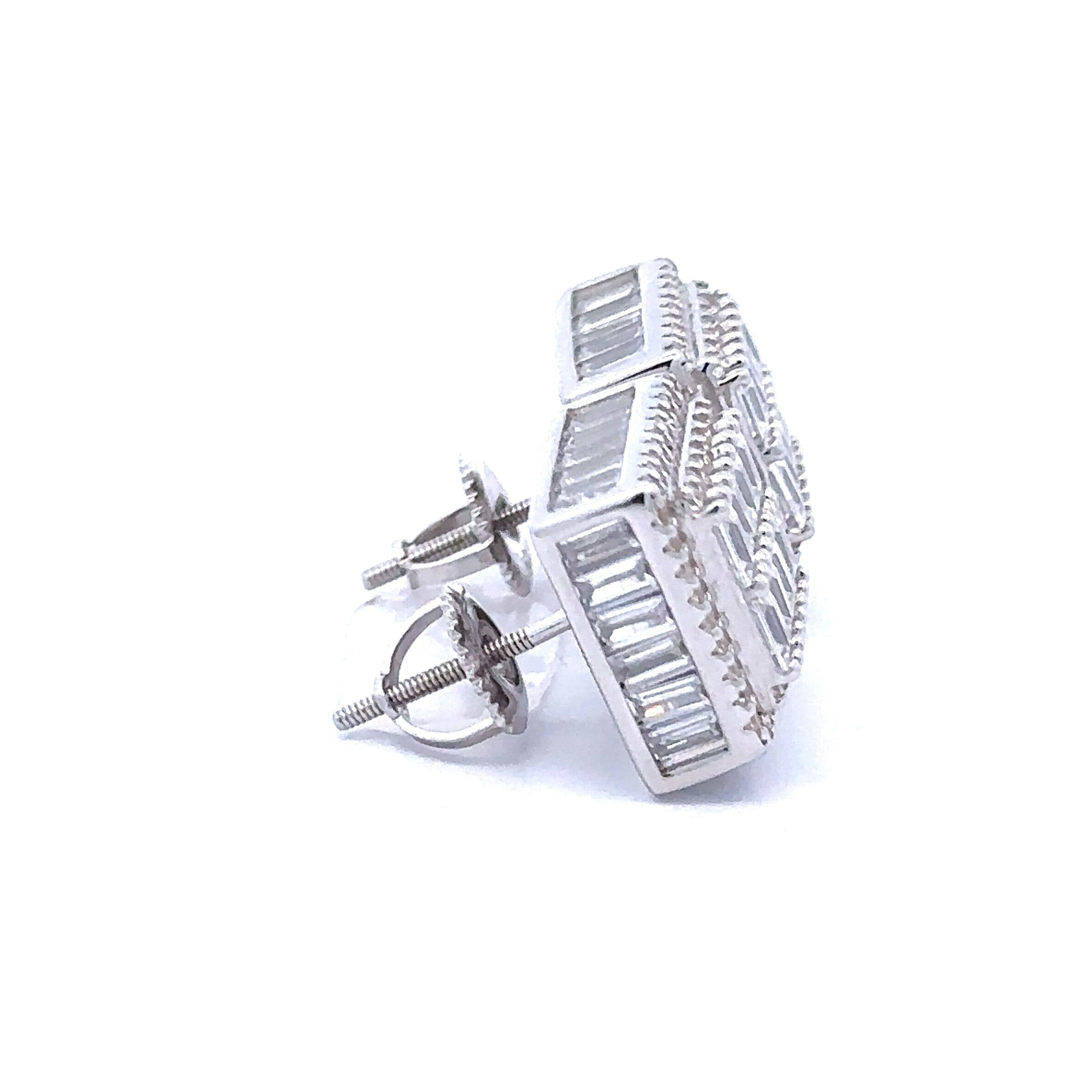 image-CADENZA 925 CZ RHODIUM ICED OUT EARRINGS | 9222931