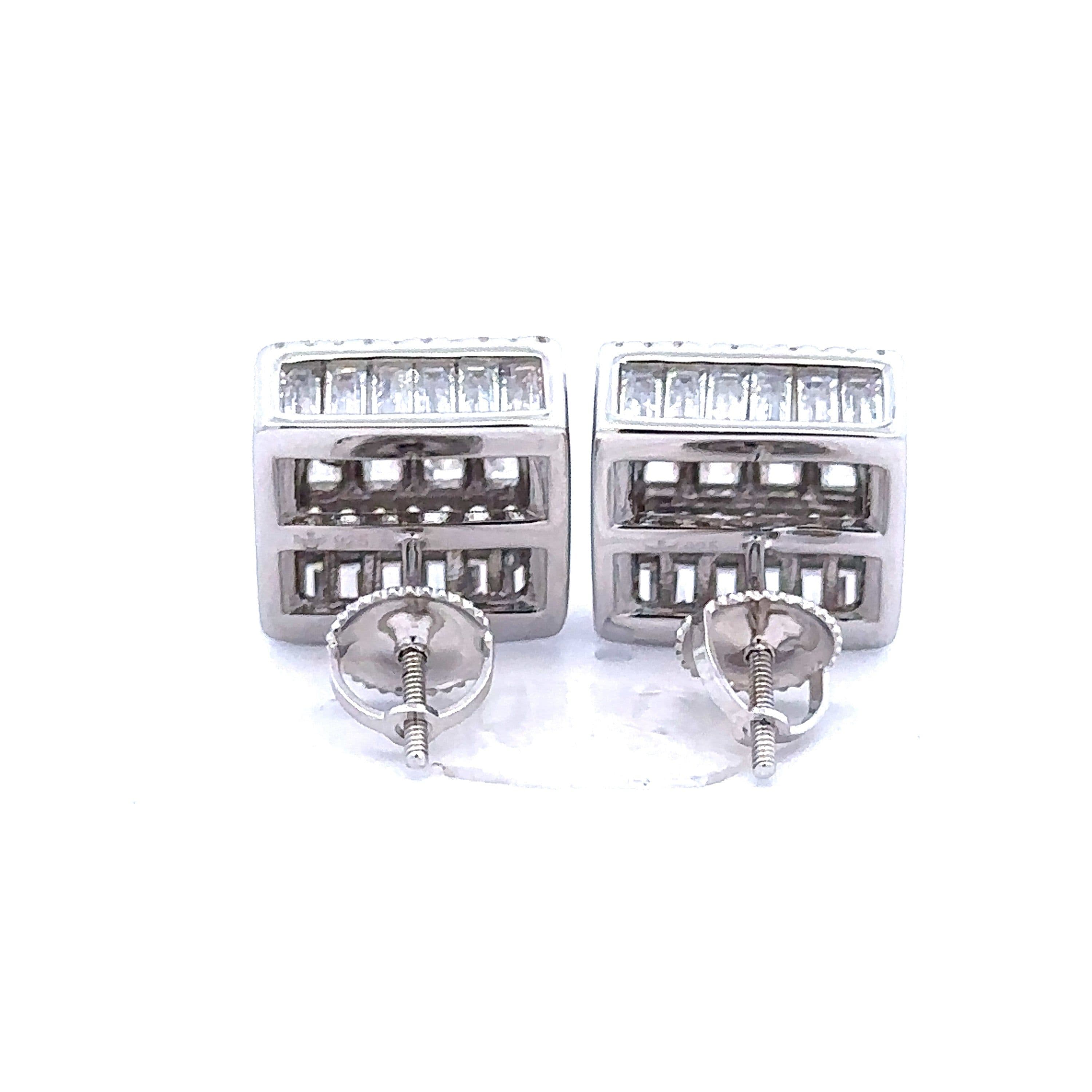 image-CADENZA 925 CZ RHODIUM ICED OUT EARRINGS | 9222931