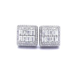 image-CADENZA 925 CZ RHODIUM ICED OUT EARRINGS | 9222931