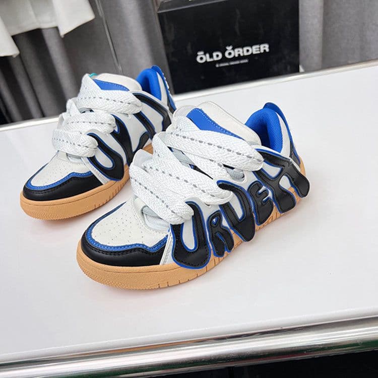 image-Round Colorblock Casual Sneakers Bread Shoes