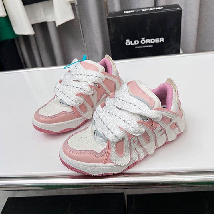 image-Round Colorblock Casual Sneakers Bread Shoes
