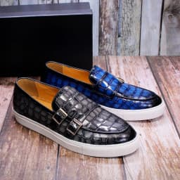image-Men's Casual Leather Shoes Leather Double Buckle Slip On