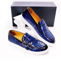 image-Men's Casual Leather Shoes Leather Double Buckle Slip On