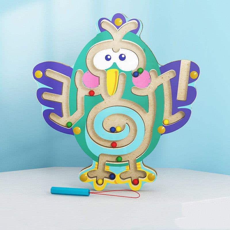 image-Wooden Animal Magnetic Pen Maze Game Toy Magnetic Golfer Eye Coordination Intelligence Early Education Toy Montessori
