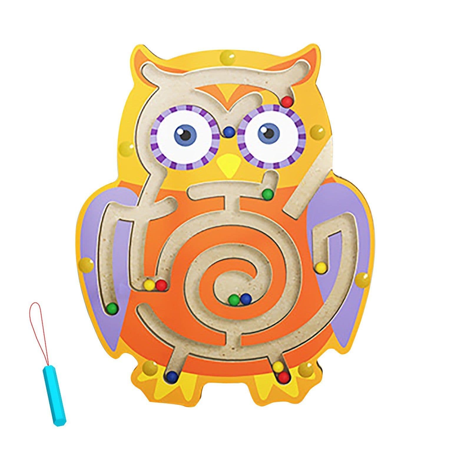 image-Wooden Animal Magnetic Pen Maze Game Toy Magnetic Golfer Eye Coordination Intelligence Early Education Toy Montessori