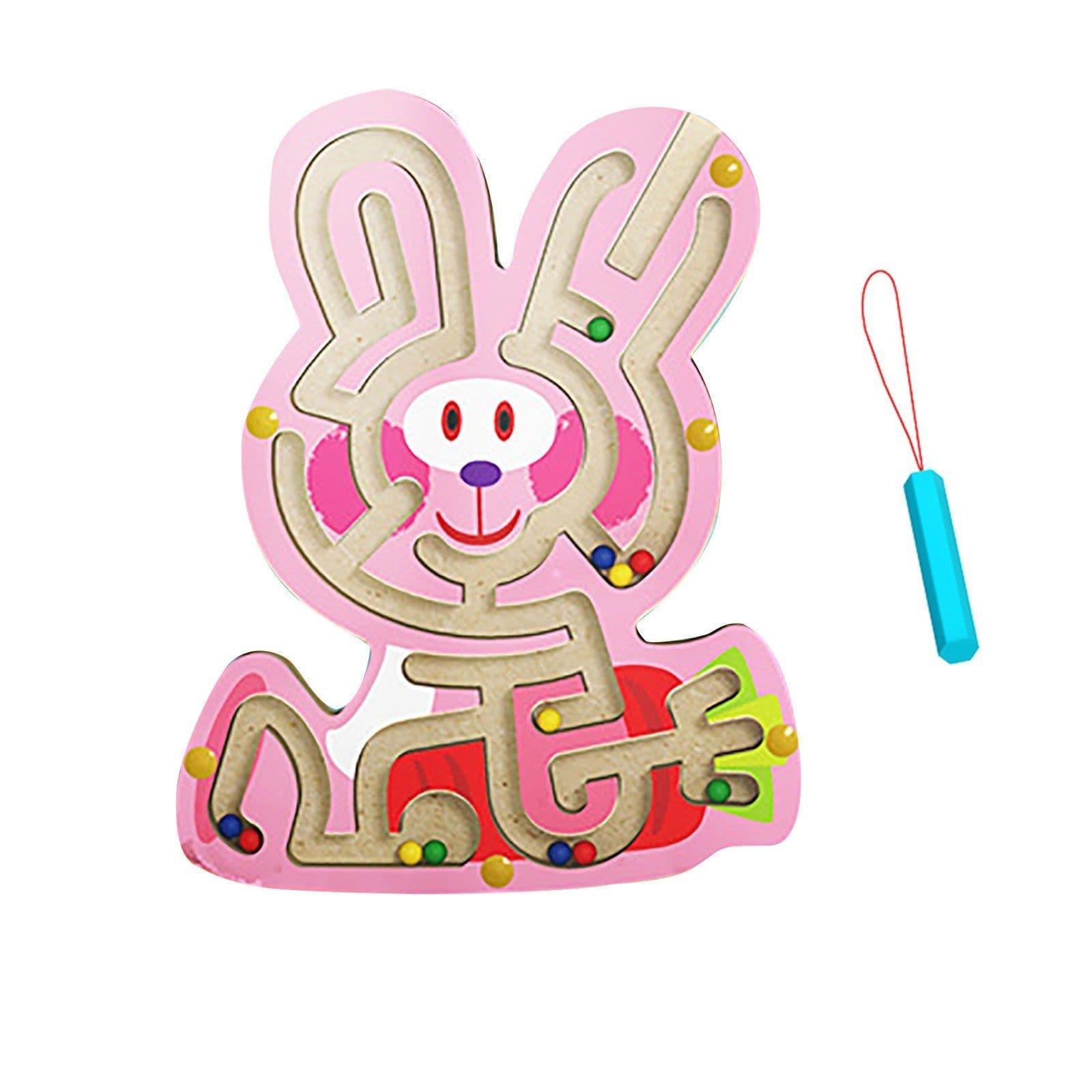 image-Wooden Animal Magnetic Pen Maze Game Toy Magnetic Golfer Eye Coordination Intelligence Early Education Toy Montessori