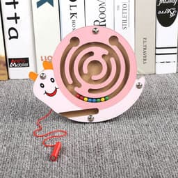 image-Wooden Animal Magnetic Pen Maze Game Toy Magnetic Golfer Eye Coordination Intelligence Early Education Toy Montessori