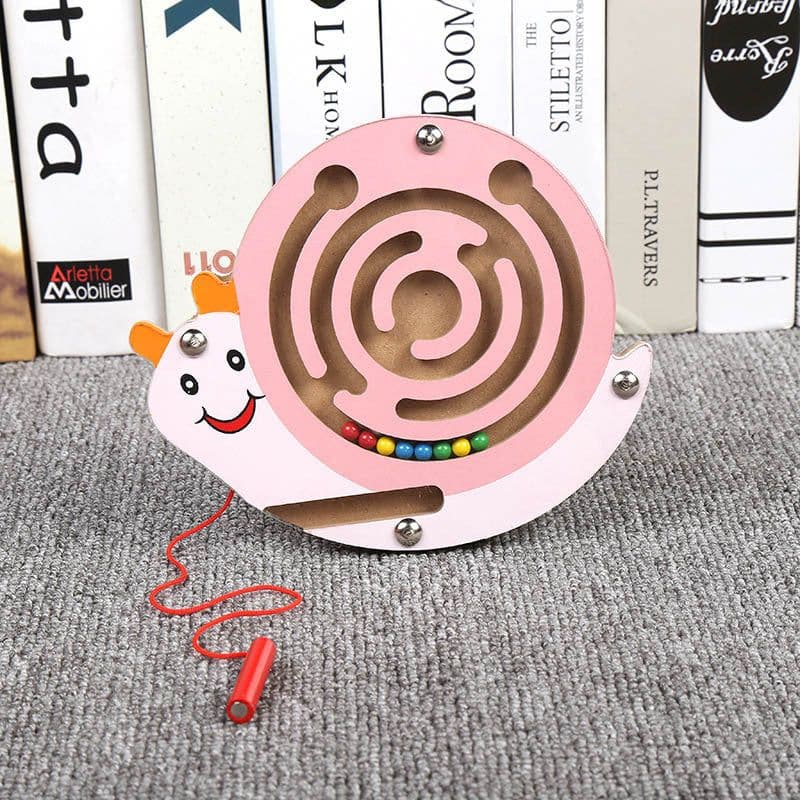image-Wooden Animal Magnetic Pen Maze Game Toy Magnetic Golfer Eye Coordination Intelligence Early Education Toy Montessori