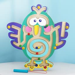 image-Wooden Animal Magnetic Pen Maze Game Toy Magnetic Golfer Eye Coordination Intelligence Early Education Toy Montessori