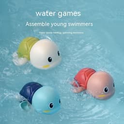 image-Baby Bath Toys Children Playing Water Small Yellow Duck Swimming Playing Water Little Duck Little Turtle
