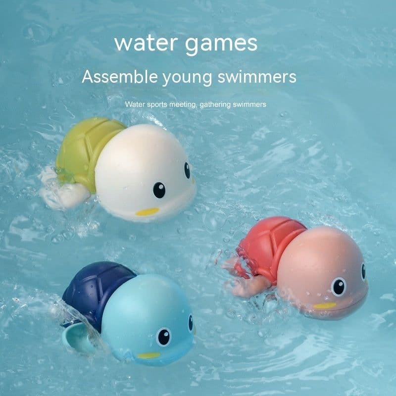 image-Baby Bath Toys Children Playing Water Small Yellow Duck Swimming Playing Water Little Duck Little Turtle