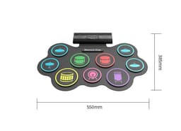 image-Wersi Portable Electronic Drum Hand Roll Electronic Drum Flashing Light Bluetooth Drum Set Built-In Lithium Battery With Speaker