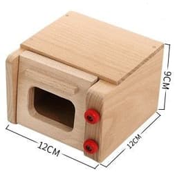 image-1-6 Years Old Solid Wood Wooden Simulation Microwave Oven Gas Stove Cooking Play House Toy
