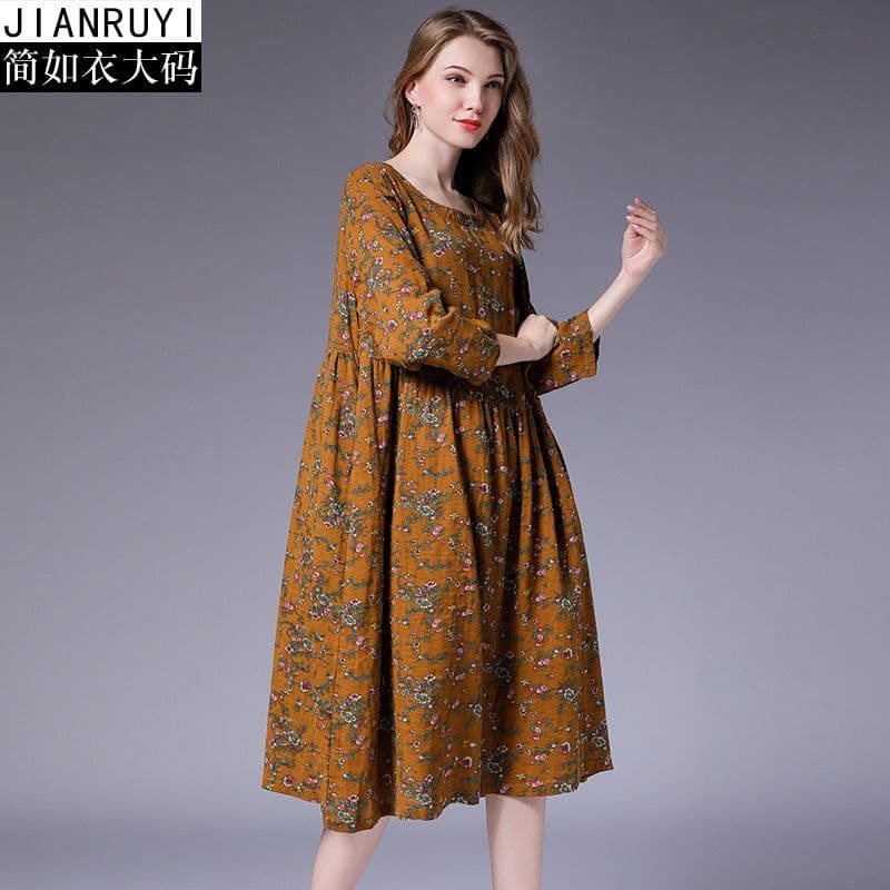 image-Jane Cotton Dress - Black Floral Autumn Pleated