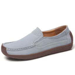 image-Women's Cowhide Loafers, Flat Heel, Casual Bean Shoes, Sizes 35-43, Low Top