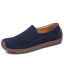 image-Women's Cowhide Loafers, Flat Heel, Casual Bean Shoes, Sizes 35-43, Low Top