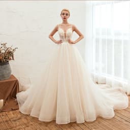 image-Starry Sky Luxury ig Tail Is Thin Baeakless Dream Master Wedding Dress