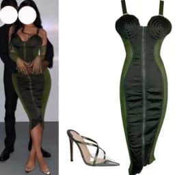 image-Army Green Sling Slim Temperament Dress