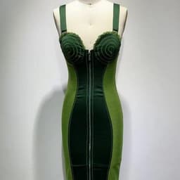 image-Army Green Sling Slim Temperament Dress