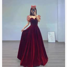 image-Noble Wine Red Velvet Toast Bridal Gown