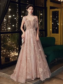 image-Elegant Heavy Industry High Quality Light Luxury Sling Evening Dress