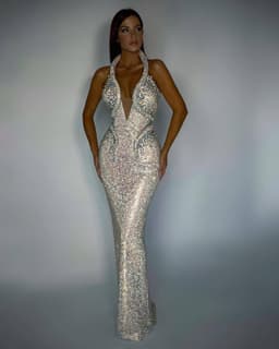 image-Sexy Sequined Banquet Dress Sheath Trailing Evening Dress