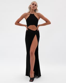 image-Women's Sexy Fashion Halter Neck Cutout Lace-Up Long Skirt