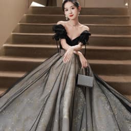 image-Off-shoulder Evening Dress High Sense Annual Birthday Performance Princess Dress