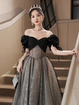 image-Off-shoulder Evening Dress High Sense Annual Birthday Performance Princess Dress