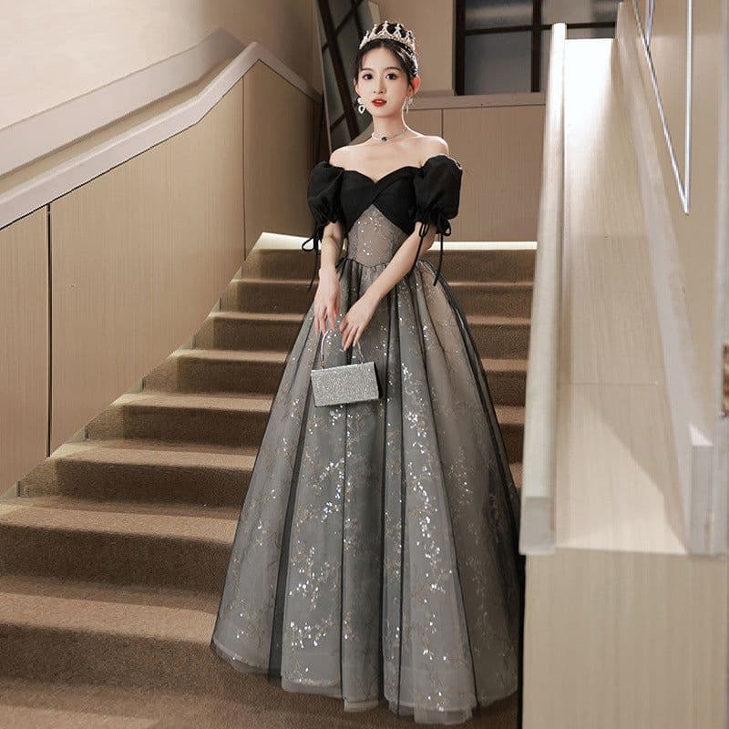 image-Off-shoulder Evening Dress High Sense Annual Birthday Performance Princess Dress