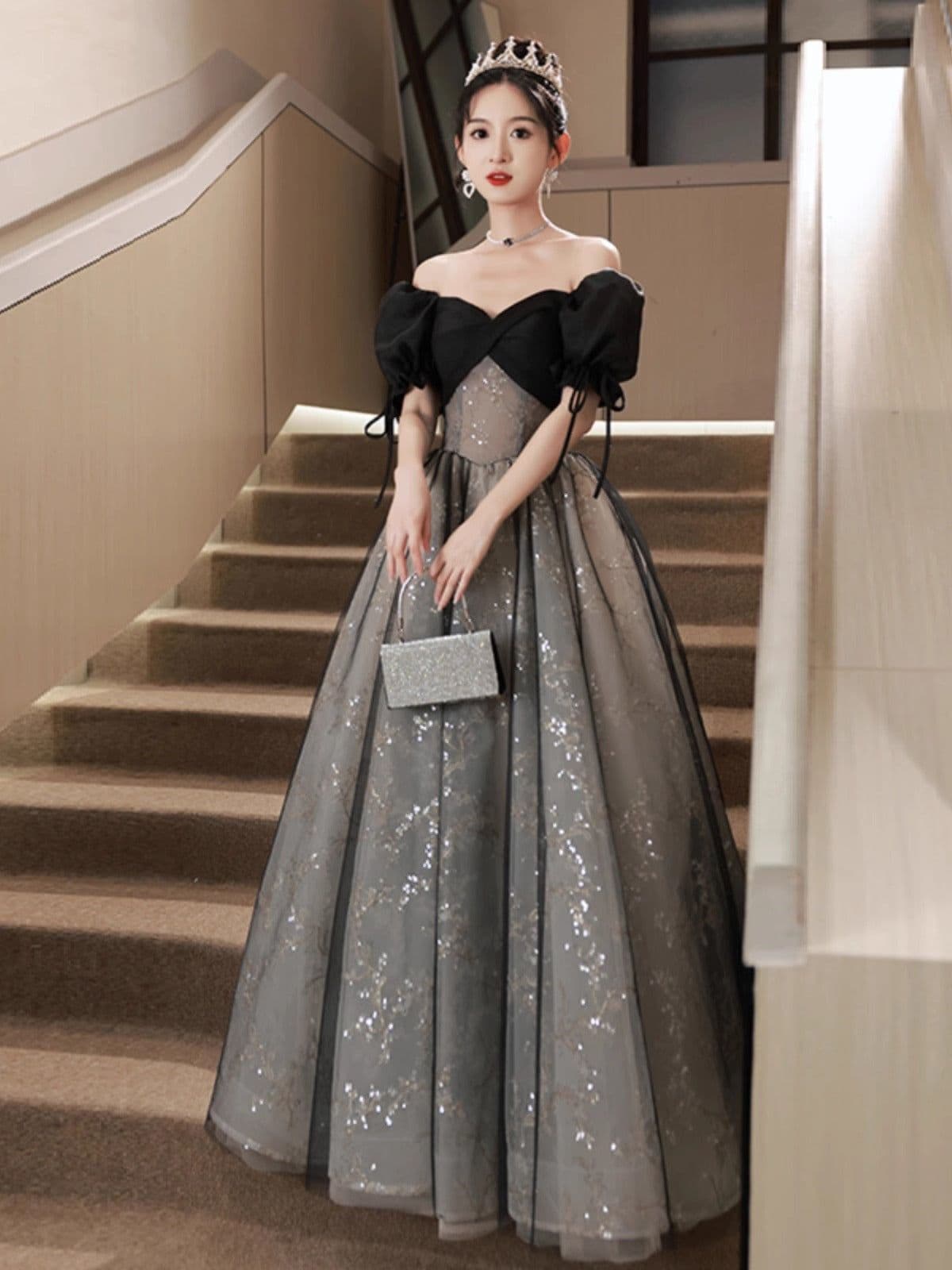 image-Off-shoulder Evening Dress High Sense Annual Birthday Performance Princess Dress