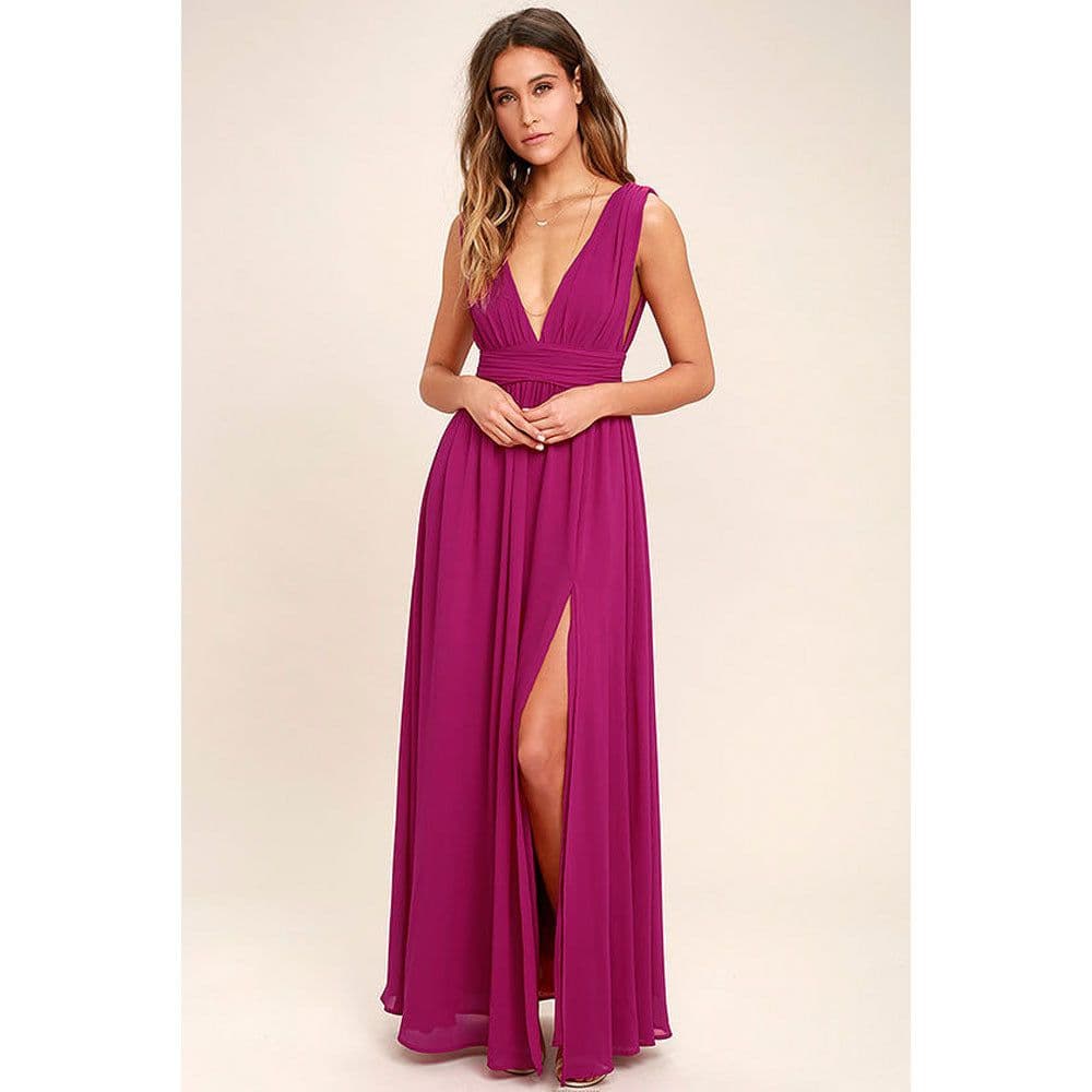 image-Women's Fashion Deep V Sleeveless Long Dress