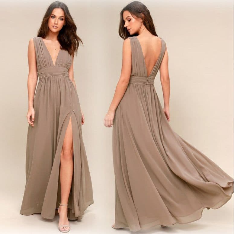 image-Women's Fashion Deep V Sleeveless Long Dress