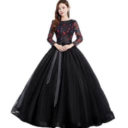 image-Black Park Collar Evening Dress Solo Host Performance, Pettiskirt Long Female