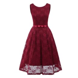 image-Round Neck Sleeveless Sexy Lace Large Length Dress Bridesmaid Dress
