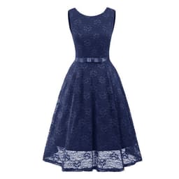 image-Round Neck Sleeveless Sexy Lace Large Length Dress Bridesmaid Dress