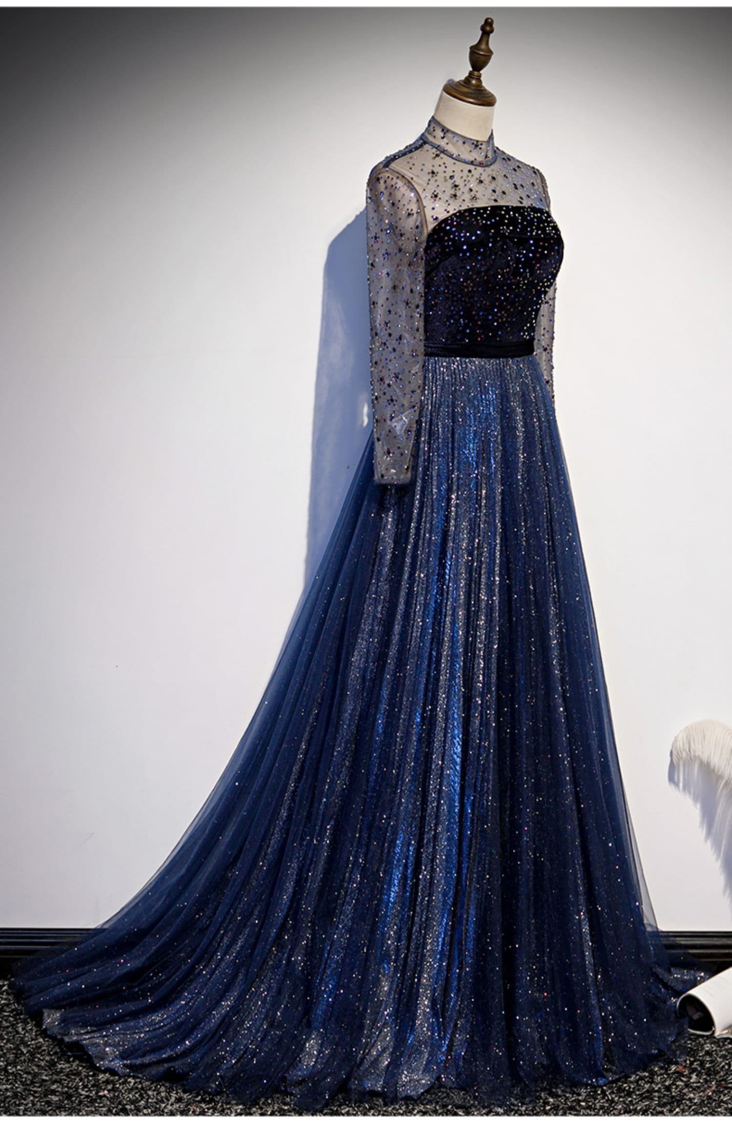 image-New Style High End Celebrity Long Tail Starry Sky Dress
