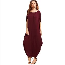 image-Loose Dress Cross-border Aliexpress Amazon Wish Explosion Solid Color Pleated Long Skirt
