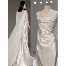 image-Satin Light Wedding Dress French White