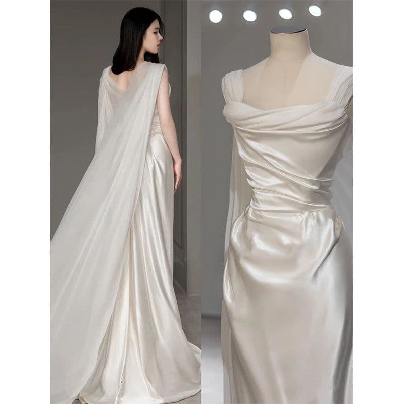image-Satin Light Wedding Dress French White