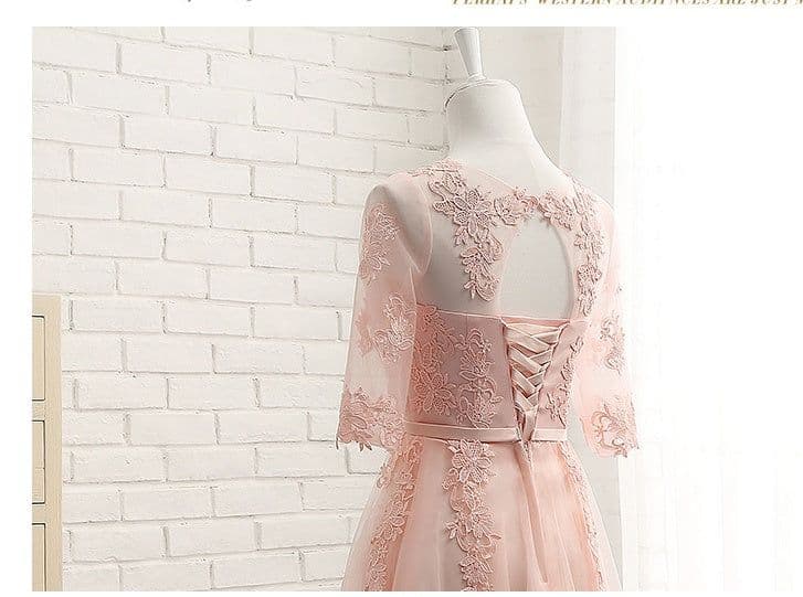 image-New Spring And Autumn Wedding Mid-Length Banquet Evening Dress In Sleeves For Girlfriends And Bridesmaid Dresses