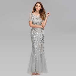 image-Large Size Evening Dress Foreign Trade Amazon Hot Sale European And American Version Pearl Mesh Fishtail Slim Sexy Women'S Clothing In Stock